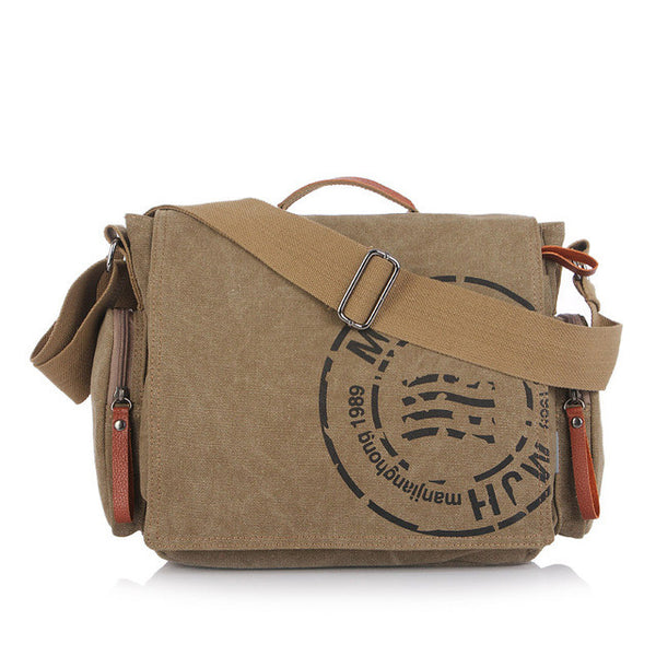 MANJIANGHONG Vintage Men's Messenger Bags Canvas Shoulder Bag Fashion Men Business Crossbody Bag Printing Travel Handbag 1124