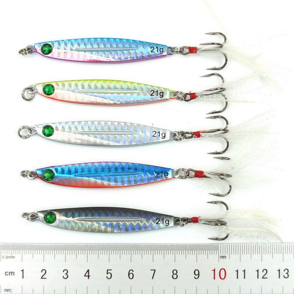 5pcs 7g 10g 14g 17g 21g 28g 40g Fishing Spoons Metal Lure Leurre De Peche 10colors Fishing Lures Saltwater Lead Jig Head