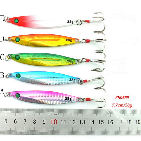 5pcs 7g 10g 14g 17g 21g 28g 40g Fishing Spoons Metal Lure Leurre De Peche 10colors Fishing Lures Saltwater Lead Jig Head