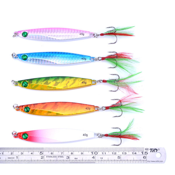 5pcs 7g 10g 14g 17g 21g 28g 40g Fishing Spoons Metal Lure Leurre De Peche 10colors Fishing Lures Saltwater Lead Jig Head