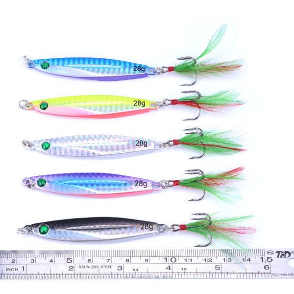 5pcs 7g 10g 14g 17g 21g 28g 40g Fishing Spoons Metal Lure Leurre De Peche 10colors Fishing Lures Saltwater Lead Jig Head