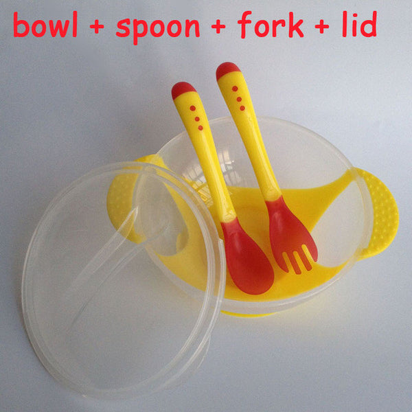 kids sensing temperature baby dinnerware set china dishes games bowl spoon fork set children's dishes christmas gift