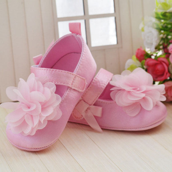Cute Baby Girls Infant Crib Shoes Bowknot Lace Flower Soft Sole Prewalker Toddler Shoes