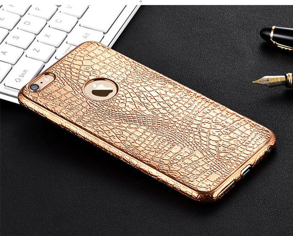 New Luxury Crocodile Snake Print Plating Case For iPhone 7 6 6s 4.7" Plus 5 5S SE Ultra Thin TPU Soft Silicone phone Back Cover