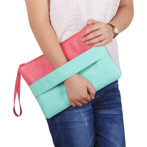 Candy Color  Leather  Women  Bag  Day Clutches Handbag Bolsa Feminina  Wristlets Bags