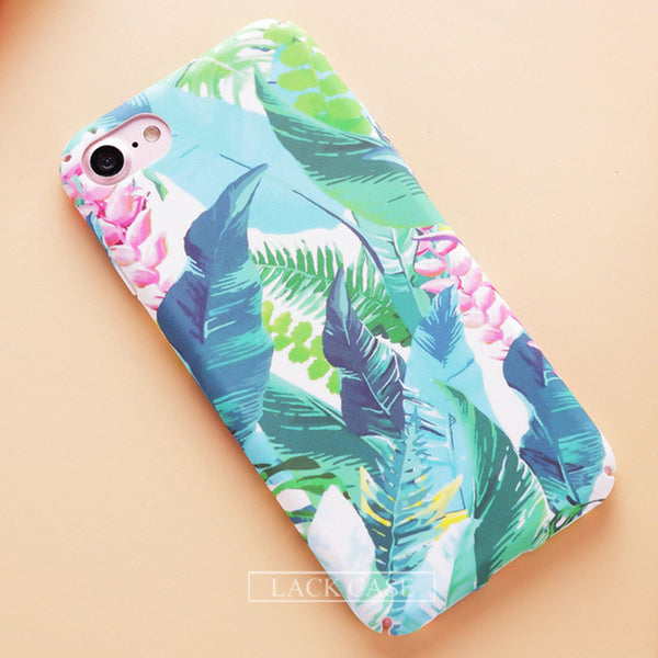 Fashion Colorful Flower Plants Leaves Case For iphone 7 Case Cute Cartoon Cat Leaf Back Cover Phone Cases For iphone7 6 6S PLus