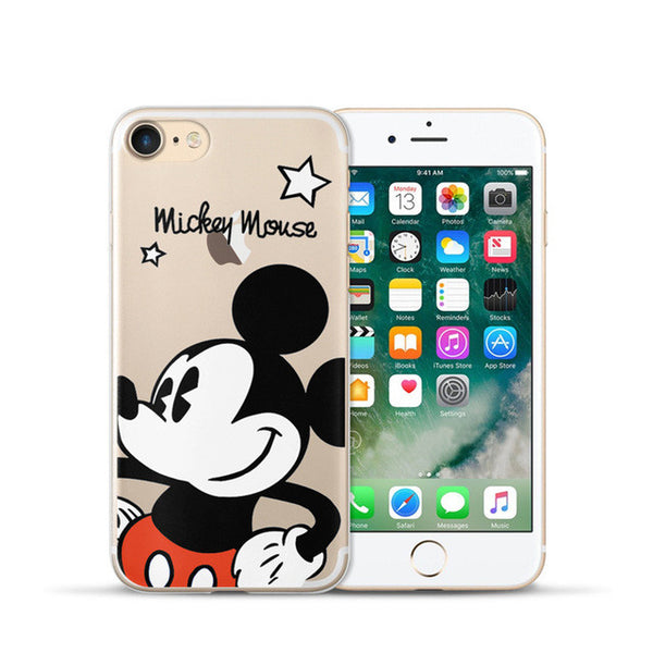 Cute Cat Mickey & Minnie Mouse Kiss For iphone 7 Case 4.7" Soft TPU Silicone Case for iPhone 7 Plus 7plus Case 5.5" Phone Cover