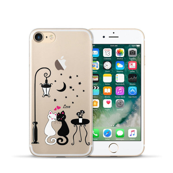 Cute Cat Mickey & Minnie Mouse Kiss For iphone 7 Case 4.7" Soft TPU Silicone Case for iPhone 7 Plus 7plus Case 5.5" Phone Cover