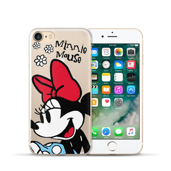 Cute Cat Mickey & Minnie Mouse Kiss For iphone 7 Case 4.7" Soft TPU Silicone Case for iPhone 7 Plus 7plus Case 5.5" Phone Cover