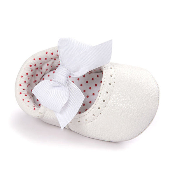 Soft Bottom Fashion Butterfly-knot Baby Moccasin Newborn Babies Shoes PU Leather Prewalkers Boots Non-slip Shoes for Baby Girls