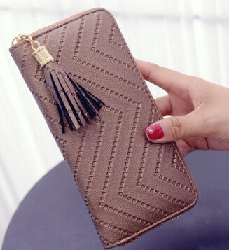 Attra-Yo women wallet high quality leather dollar price tassel women purse card holder Carteira Feminina LM4113ay