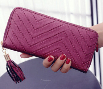 Attra-Yo women wallet high quality leather dollar price tassel women purse card holder Carteira Feminina LM4113ay