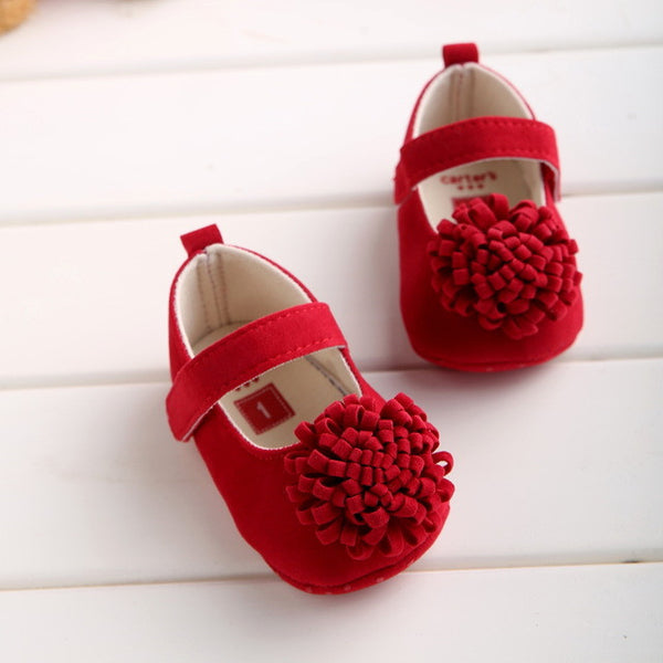 Candy Colors Newborn Baby Prewalker Soft Bottom Anti-slip Shoes Footwear Classic Princess Girl Crib Mary Jane Big Flower Shoes