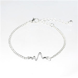8SEASONS 3 colors New Arrival Heart beat Heartbeat Rhythm Chain Bracelet with Dangling Jewelry Bracelets Golden silver black
