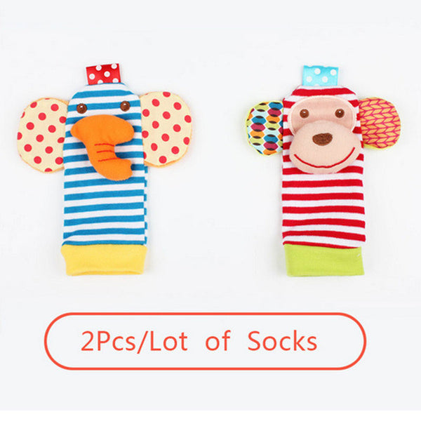 Cartoon Baby Toys 0-12 Months Soft Animal Baby Rattles Children Infant Newborn Plush Sock Baby Toy Wrist Strap Baby Foot Socks