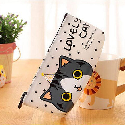 New cartoon Lovely Cat pencil bag papelaria waterproof PU Pencil Case stationery material escolor school supplies