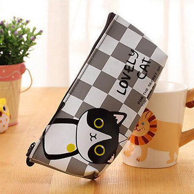 New cartoon Lovely Cat pencil bag papelaria waterproof PU Pencil Case stationery material escolor school supplies