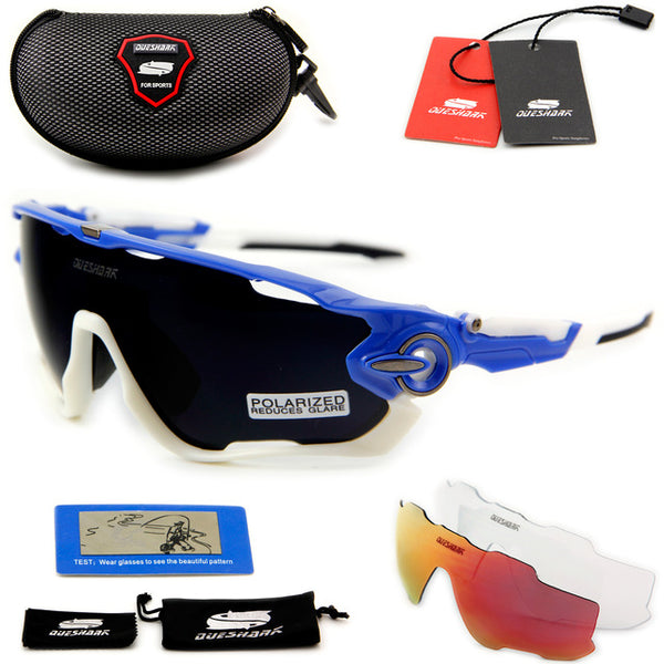 QUESHARK BRAND NEW TR90 Frame Polarized UV Lens Cycling Sunglasses Glasses Bike Bicycle GLasses 3 Lens