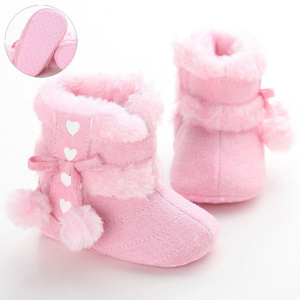 2016 Cute Ball Winter Boots Fashion Soft Bottom Baby Moccasin Baby First Walkers Baby Warm Boots Non-slip Boots for Baby Girls
