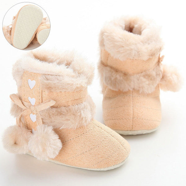 2016 Cute Ball Winter Boots Fashion Soft Bottom Baby Moccasin Baby First Walkers Baby Warm Boots Non-slip Boots for Baby Girls