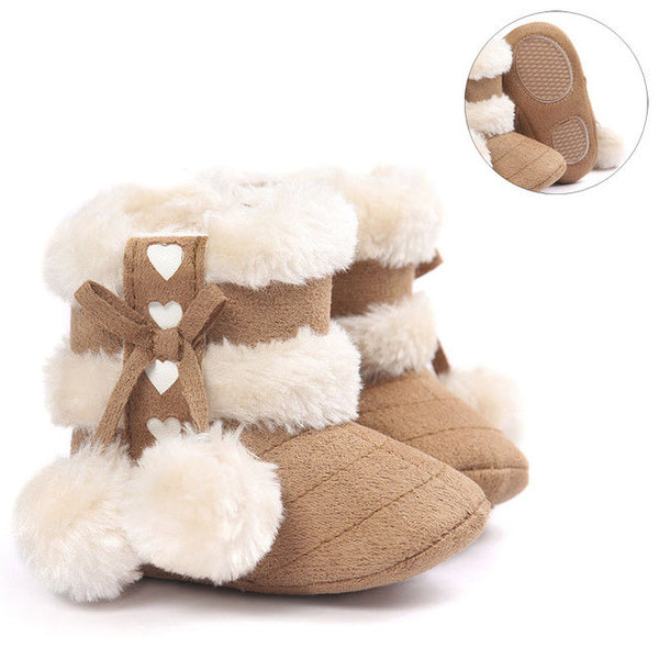 2016 Cute Ball Winter Boots Fashion Soft Bottom Baby Moccasin Baby First Walkers Baby Warm Boots Non-slip Boots for Baby Girls