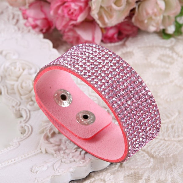 Leather Bracelet Crystal Wrap Bracelets For Women Multilayer Long Bracelets& Bangles Ladies Braclet  Fashion Jewelry