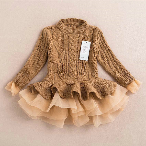 Belababy Girl Winter Dress 2017 Fashion Autumn Princess Girl Long Sleeve Sweater TuTu Dress Kids Christmas Dresses For Girls