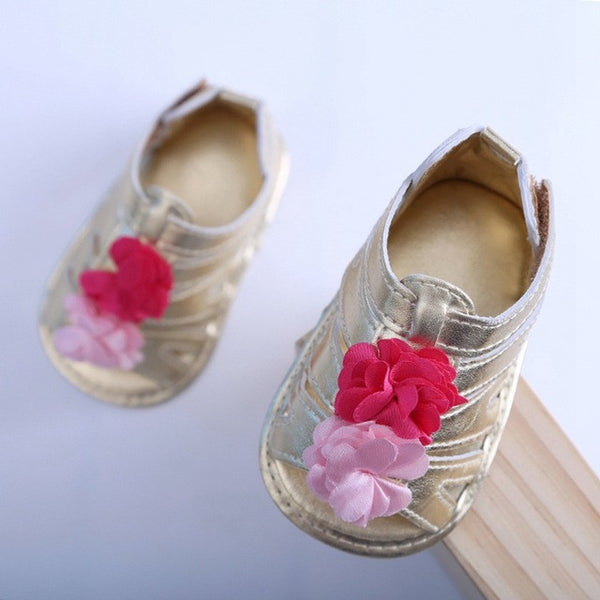 Baby flower rose Girls Princess Shoes leopard newborn prewalker Soft Sole First Walkers 0-18month infant sapatos anti-skid R4215
