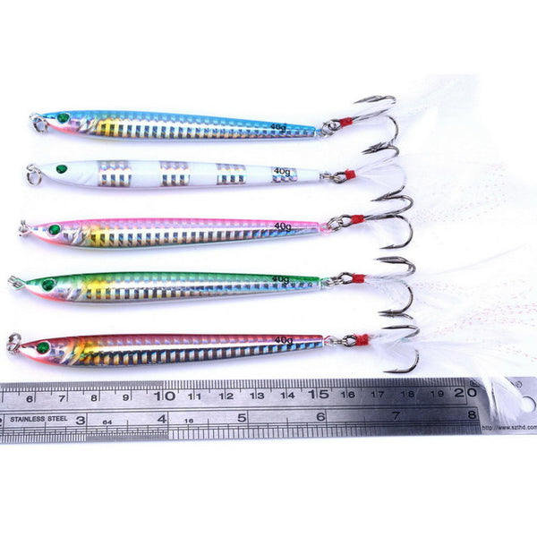 5PCS 7g 10g 14g 17g 21g 28g 40g Fishing Lure Lead Fish Seawater Fishing Spoon Lure Metal VIB Jig Lure Slice Jig Bait Lead Fish