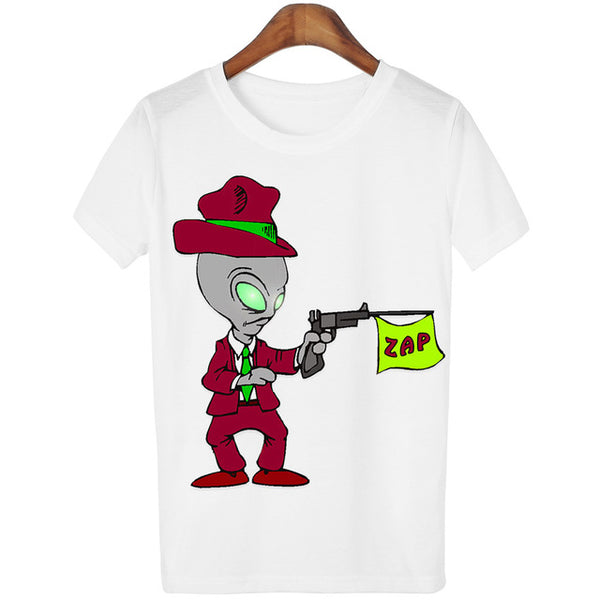 New Women Tshirt 18 Style Smoking Alien Print Funny Casual ET T-shirt For Lady White Plus Size Top Tees Hipster