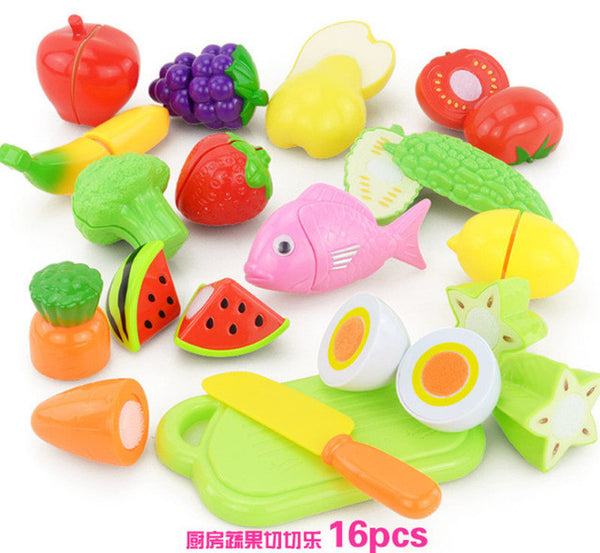 Plastic Kitchen Food Fruit Vegetable Cutting Toys Kids Pretend Play Educational Kitchen Toys Cook Cosplay For Chiledren