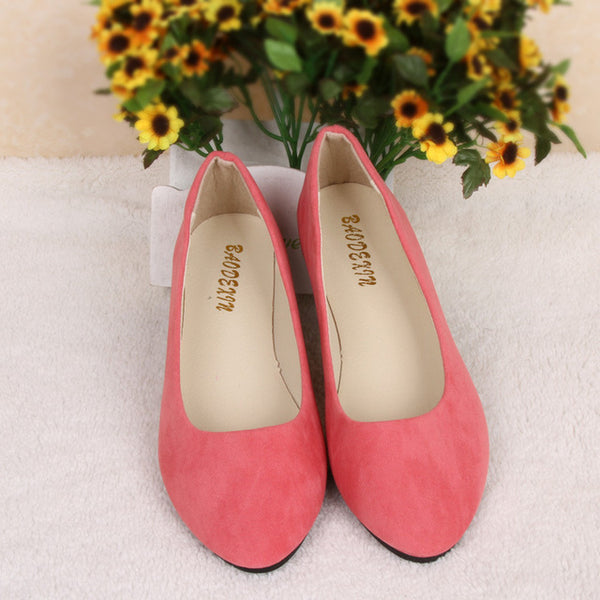 Fashion trend simple sweet classic candy colors women new fashion casual high-end flock flats boat cute girls flats office shoes