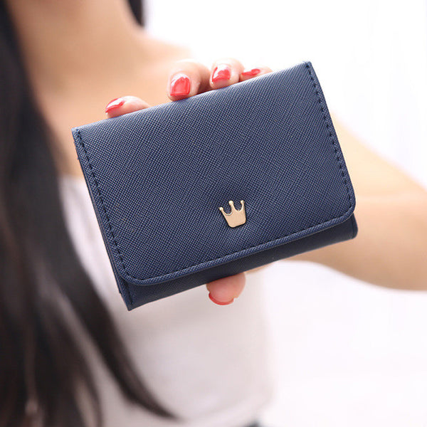 Wallet Female 2016 New Crown Lady Short Women Wallets Mini Money Purses Fold PU Leather Bags Female Coin Purse Card Holder B619