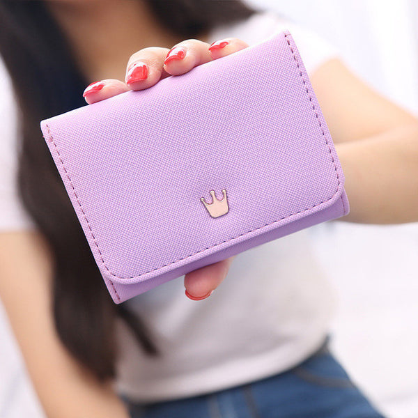 Wallet Female 2016 New Crown Lady Short Women Wallets Mini Money Purses Fold PU Leather Bags Female Coin Purse Card Holder B619