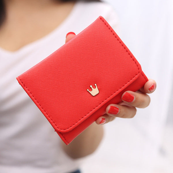 Wallet Female 2016 New Crown Lady Short Women Wallets Mini Money Purses Fold PU Leather Bags Female Coin Purse Card Holder B619