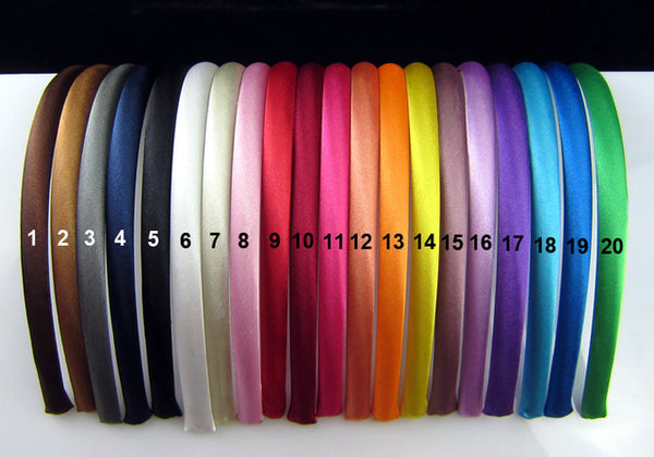 2016 Girls 1CM  Color Satin Covered Resin Hairbands Ribbon Covered  Kids Headbands Children Hair Accessory 5pcs/lot 28colors