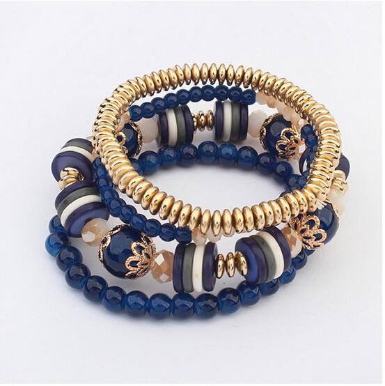 17KM Bohemia Beach Style Brand Jewelry multi layers Bracelet Alloy Color Acrylic Beads Rope Chain Bracelets For Women pulseira
