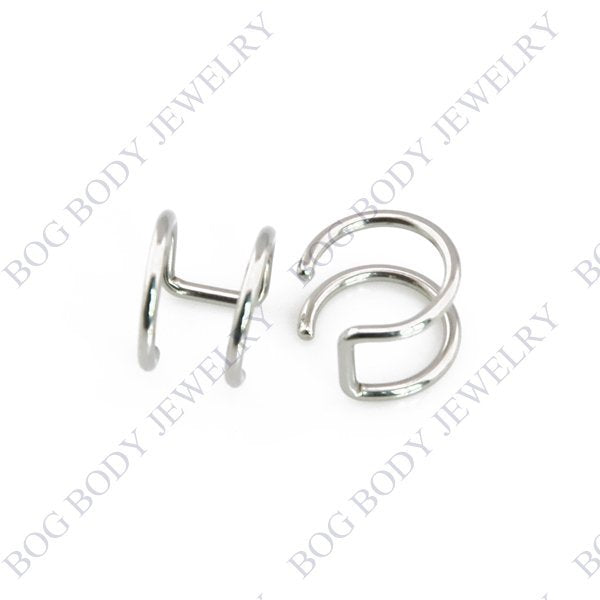 Illusion Captive Bead Rings, Fake Cartilage Clip-On Ring ,Helix Earrings, Non Pierced Clip On Closure Ring Sold as pair