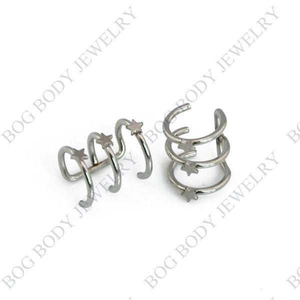 Illusion Captive Bead Rings, Fake Cartilage Clip-On Ring ,Helix Earrings, Non Pierced Clip On Closure Ring Sold as pair
