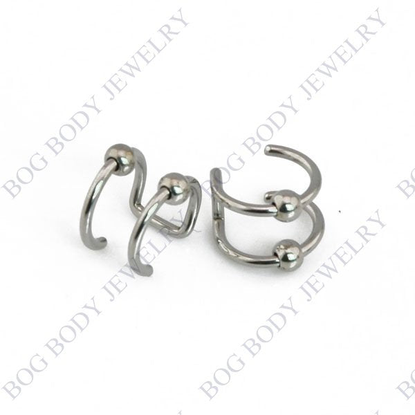 Illusion Captive Bead Rings, Fake Cartilage Clip-On Ring ,Helix Earrings, Non Pierced Clip On Closure Ring Sold as pair