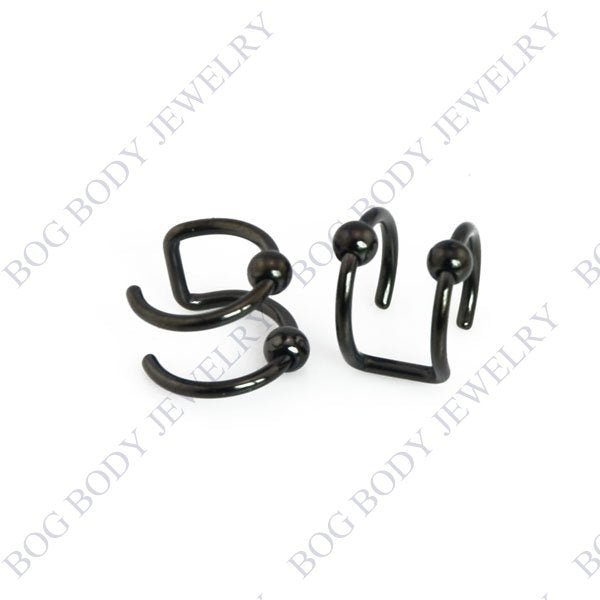 Illusion Captive Bead Rings, Fake Cartilage Clip-On Ring ,Helix Earrings, Non Pierced Clip On Closure Ring Sold as pair
