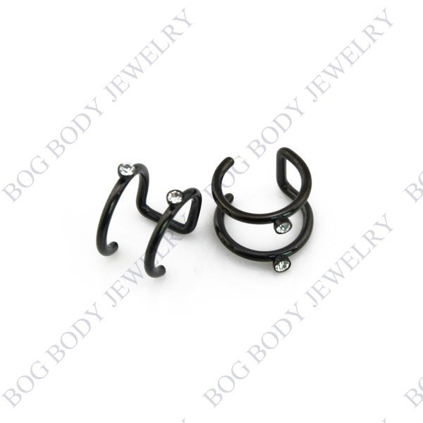 Illusion Captive Bead Rings, Fake Cartilage Clip-On Ring ,Helix Earrings, Non Pierced Clip On Closure Ring Sold as pair