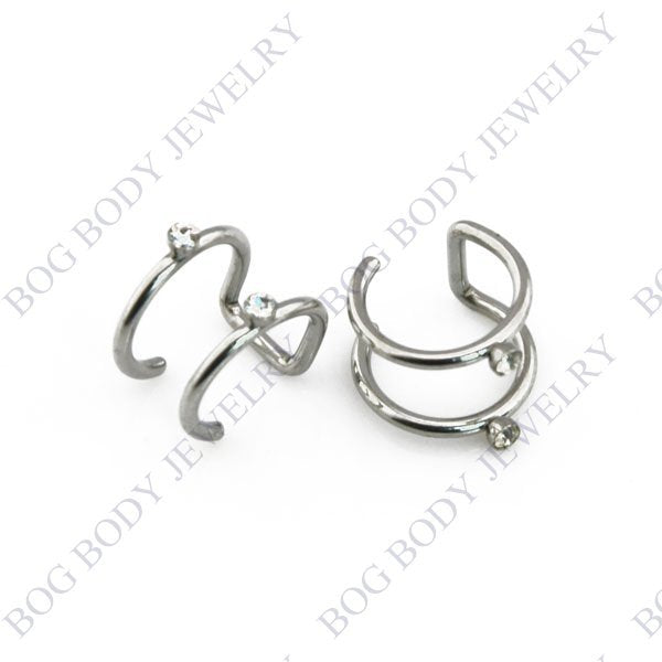 Illusion Captive Bead Rings, Fake Cartilage Clip-On Ring ,Helix Earrings, Non Pierced Clip On Closure Ring Sold as pair