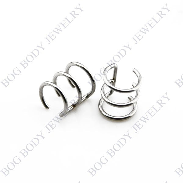 Illusion Captive Bead Rings, Fake Cartilage Clip-On Ring ,Helix Earrings, Non Pierced Clip On Closure Ring Sold as pair