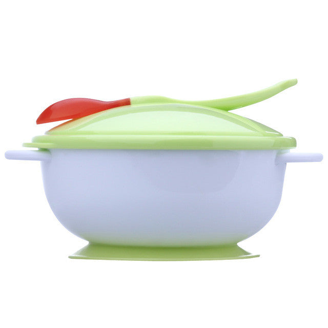 Baby Infants feeding Bowl With Sucker and Temperature Sensing Spoon Suction Cup Bowl Slip-resistant Tableware Set