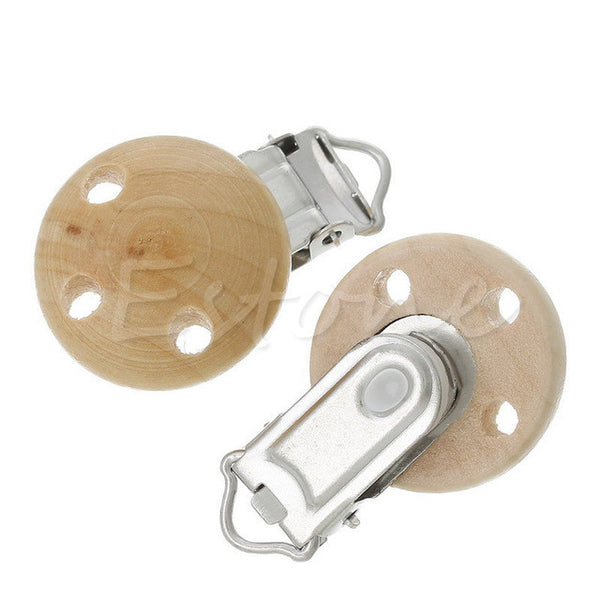 5pcs/lot Wooden Baby Children Pacifier Holder Clip Infant Cute Round Nipple Clasps For Baby Product A18709