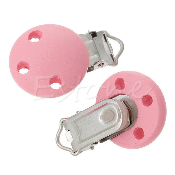 5pcs/lot Wooden Baby Children Pacifier Holder Clip Infant Cute Round Nipple Clasps For Baby Product A18709