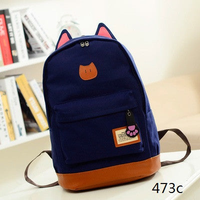 Miyahouse Canvas Backpack Women Casual School Backpacks For Teenage Girls Cartoon Women Bag Cute Cat Ear Children Backpack