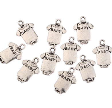 Tibetan silver beads charms Baby shower pendants fit bracelets DIY jewelry making 10pcs