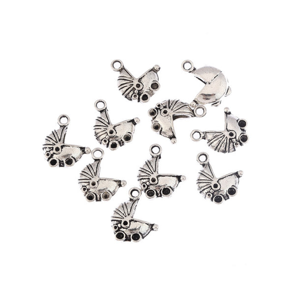 Tibetan silver beads charms Baby shower pendants fit bracelets DIY jewelry making 10pcs